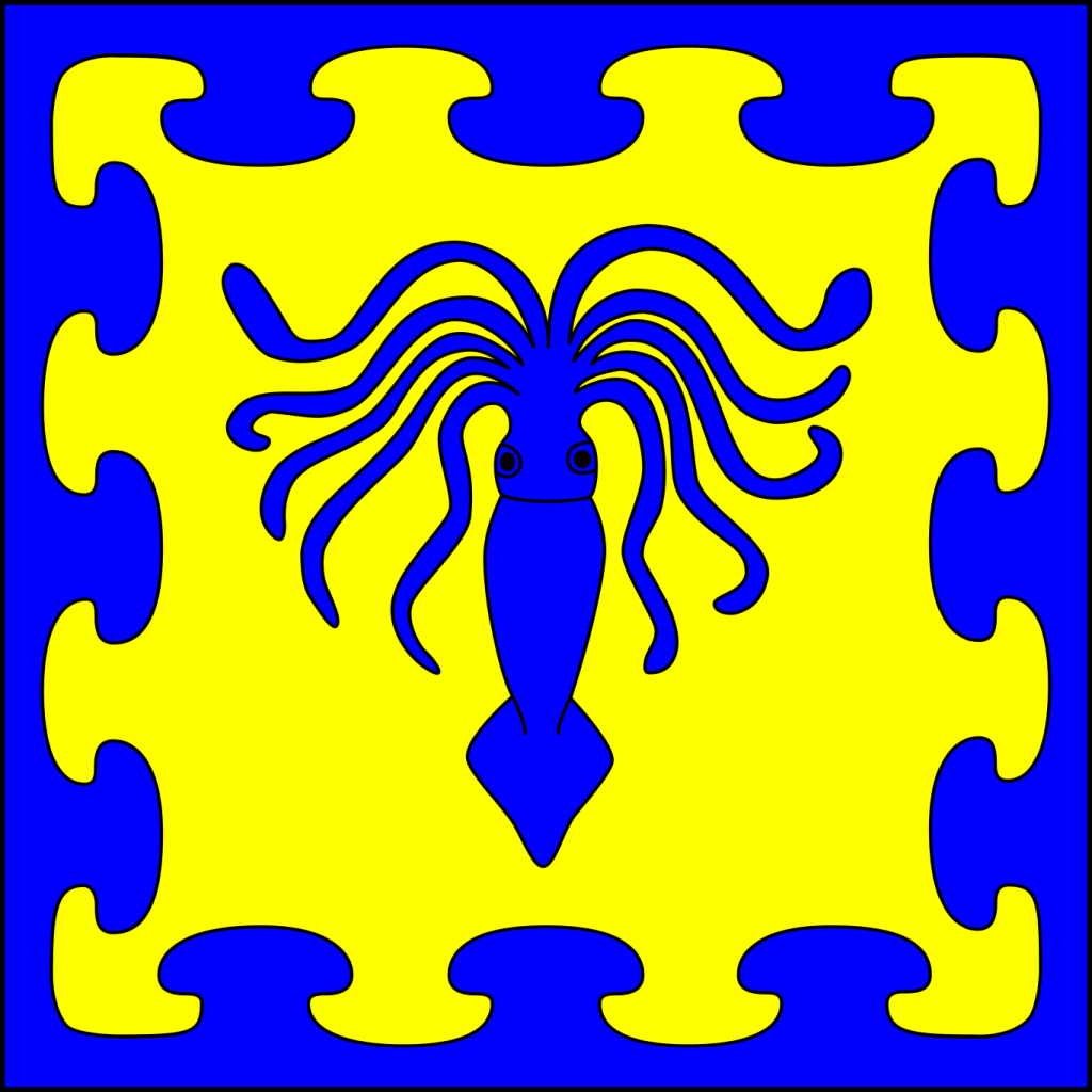 Or, a kraken and a bordure nebuly azure