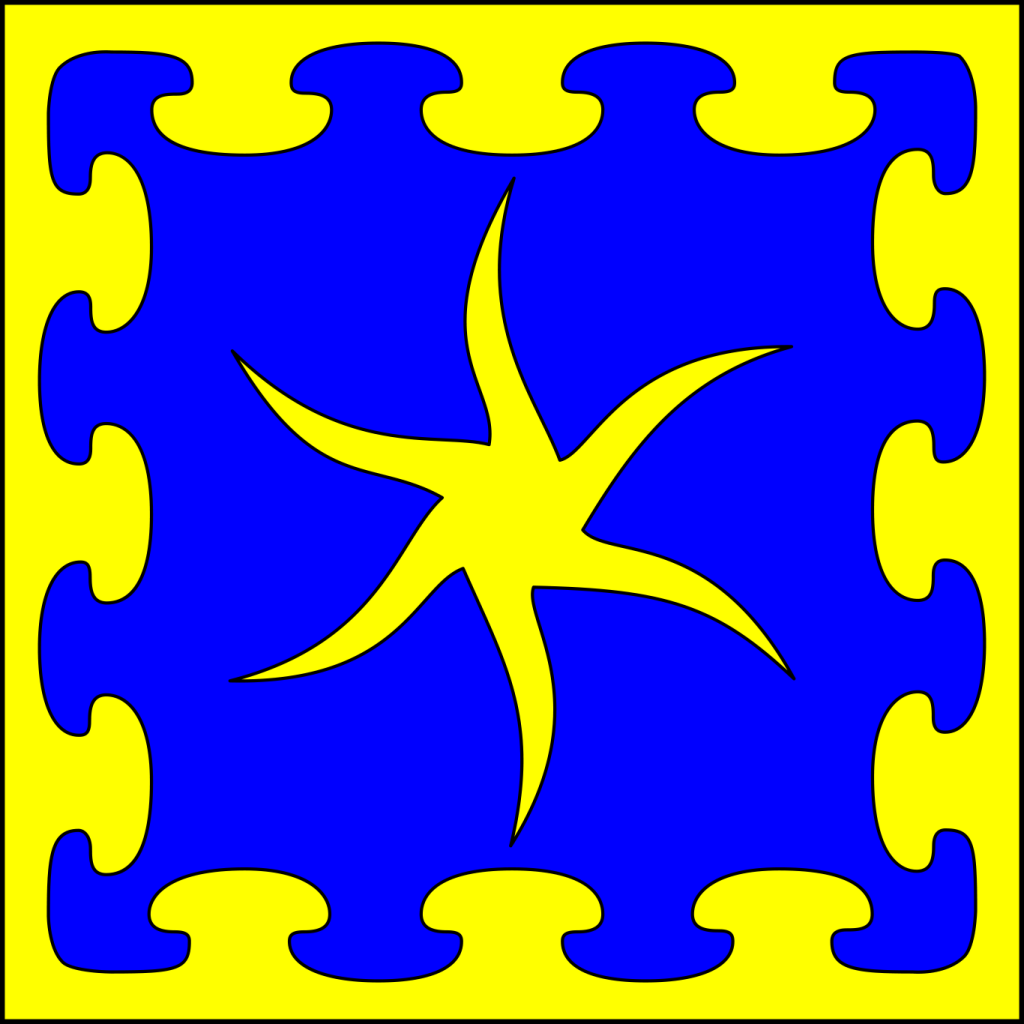 Azure, an estoile within a bordure nebuly Or