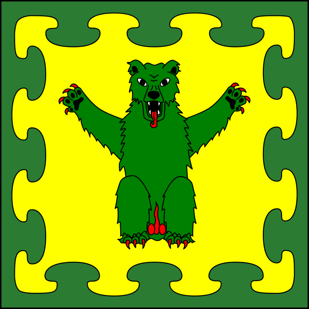 Or, a bear sejant erect affronty and a bordure nebuly vert